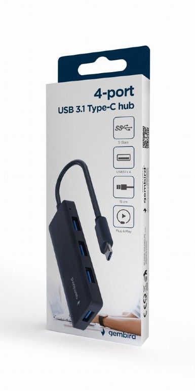 Gembird 4-portos USB3.1 HUB Black Gembird 4-portos USB3.1 HUB Black