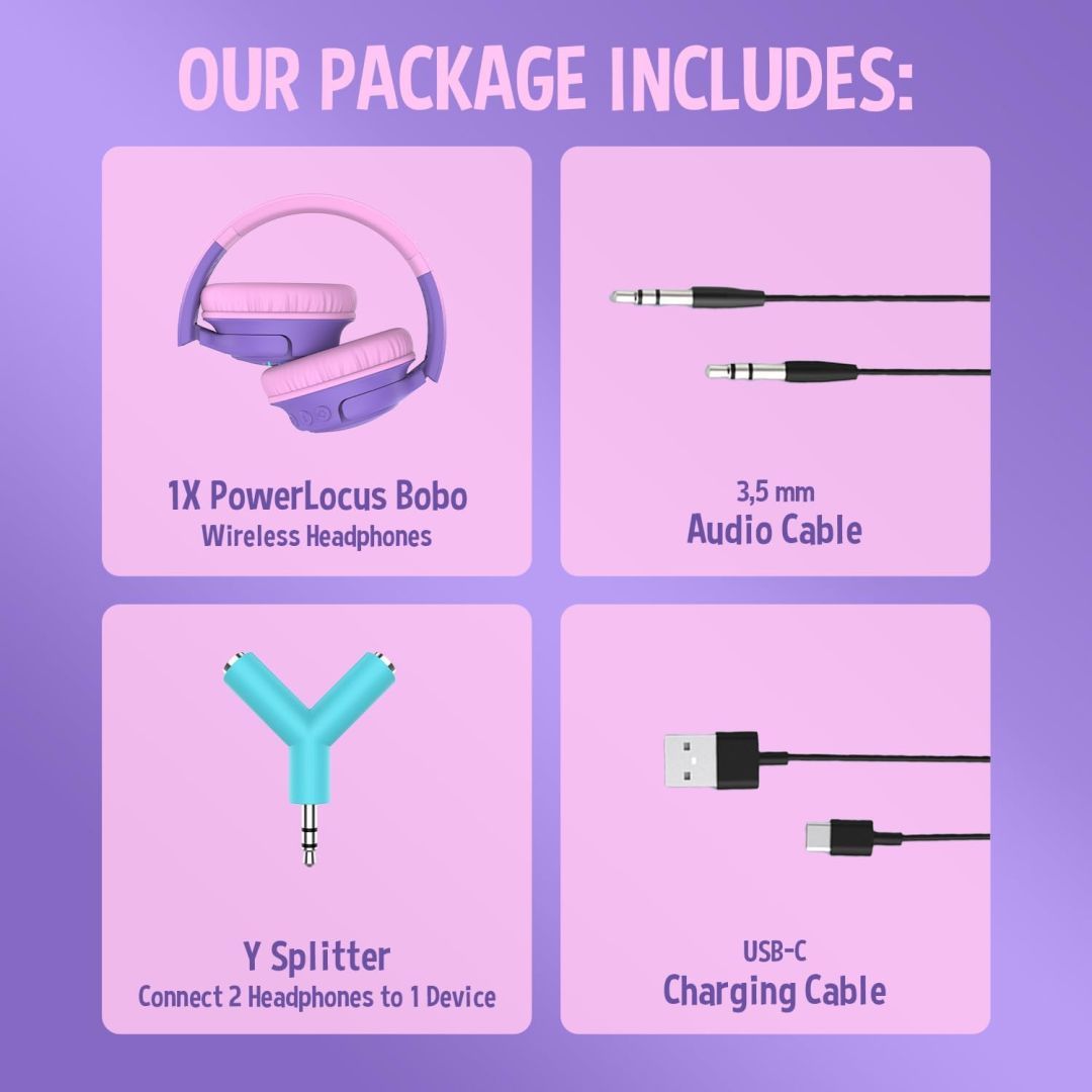 PowerLocus Bobo Kids Bluetooth Headset Purple/Pink PowerLocus Bobo Kids Bluetooth Headset Purple/Pink