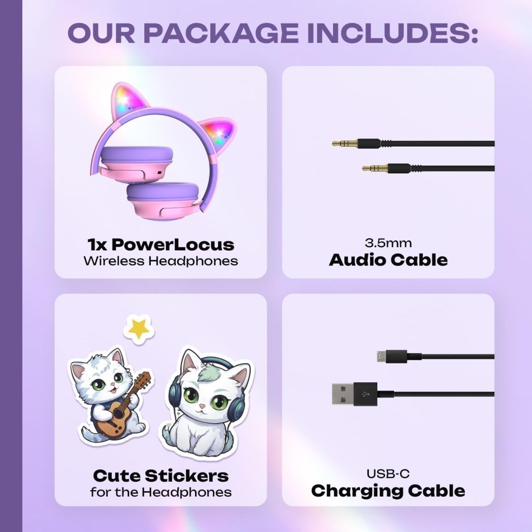 PowerLocus Bobo Ears Kids Bluetooth Headset Purple/Pink PowerLocus Bobo Ears Kids Bluetooth Headset Purple/Pink