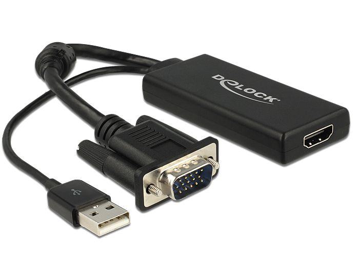 DeLock VGA to HDMI Adapter with Audio Black DeLock VGA to HDMI Adapter with Audio Black