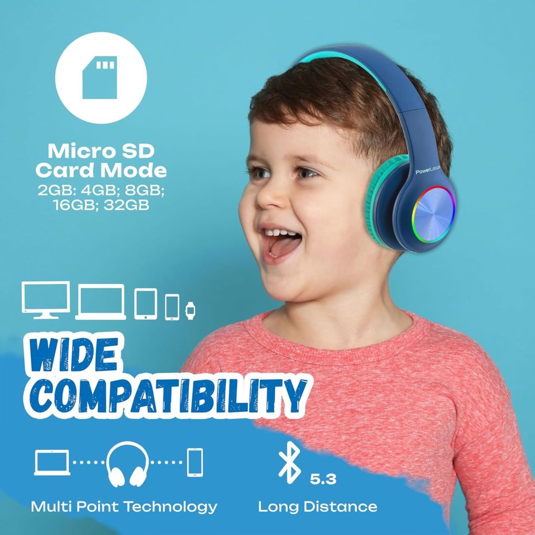 PowerLocus PLED Kids Bluetooth Headset Blue PowerLocus PLED Kids Bluetooth Headset Blue