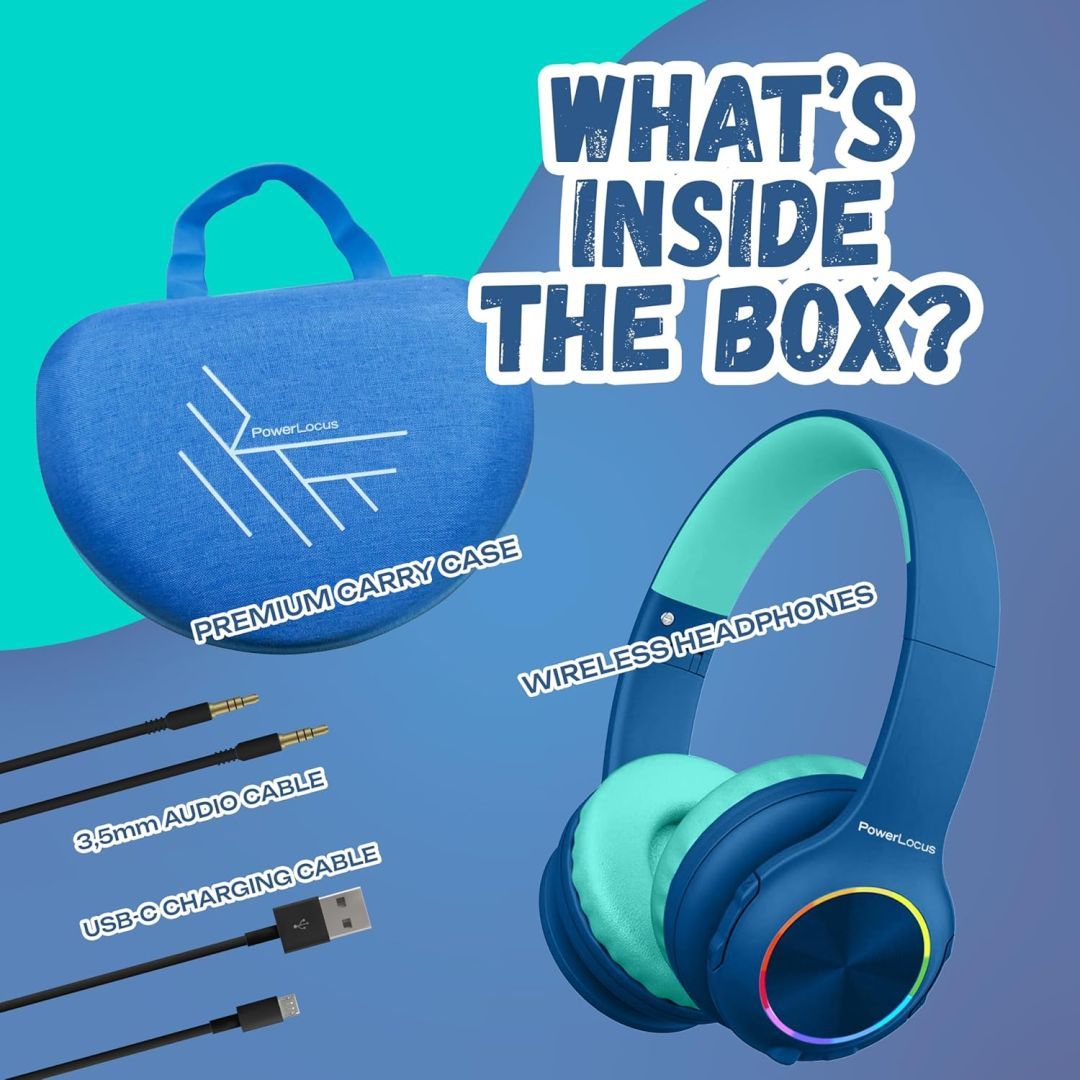 PowerLocus PLED Kids Bluetooth Headset Blue PowerLocus PLED Kids Bluetooth Headset Blue