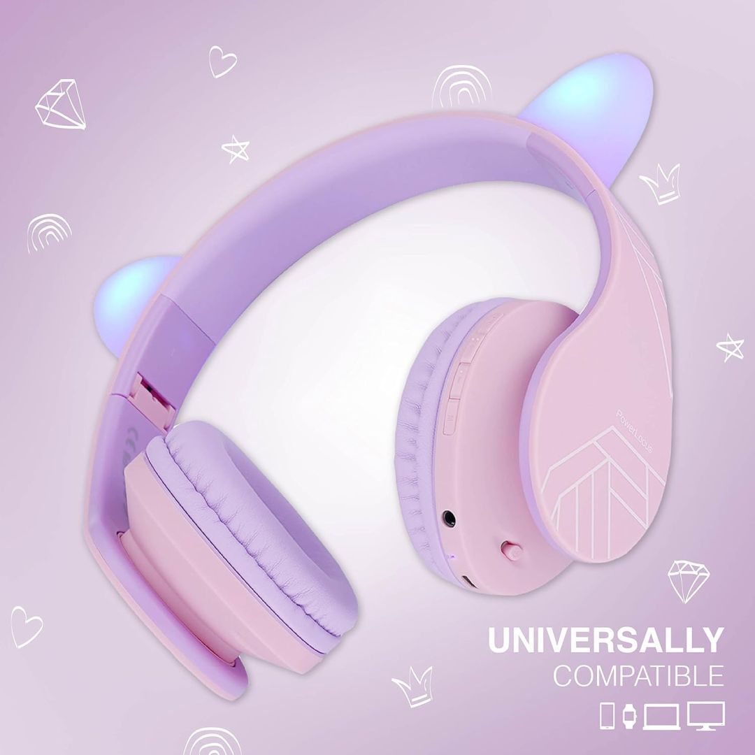 PowerLocus P2Kids Bluetooth Headset Purple/Pink Ears PowerLocus P2Kids Bluetooth Headset Purple/Pink Ears