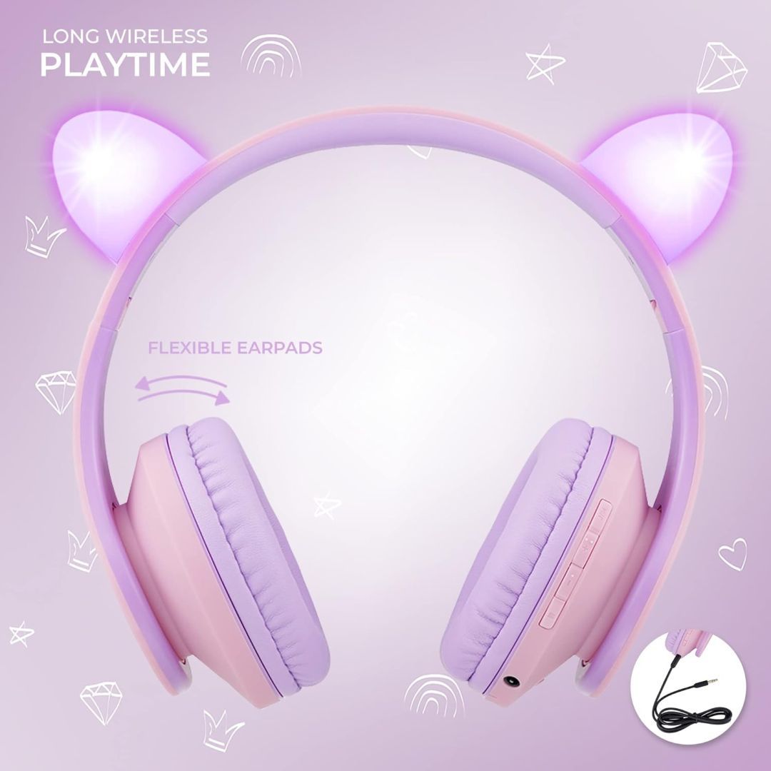 PowerLocus P2Kids Bluetooth Headset Purple/Pink Ears PowerLocus P2Kids Bluetooth Headset Purple/Pink Ears