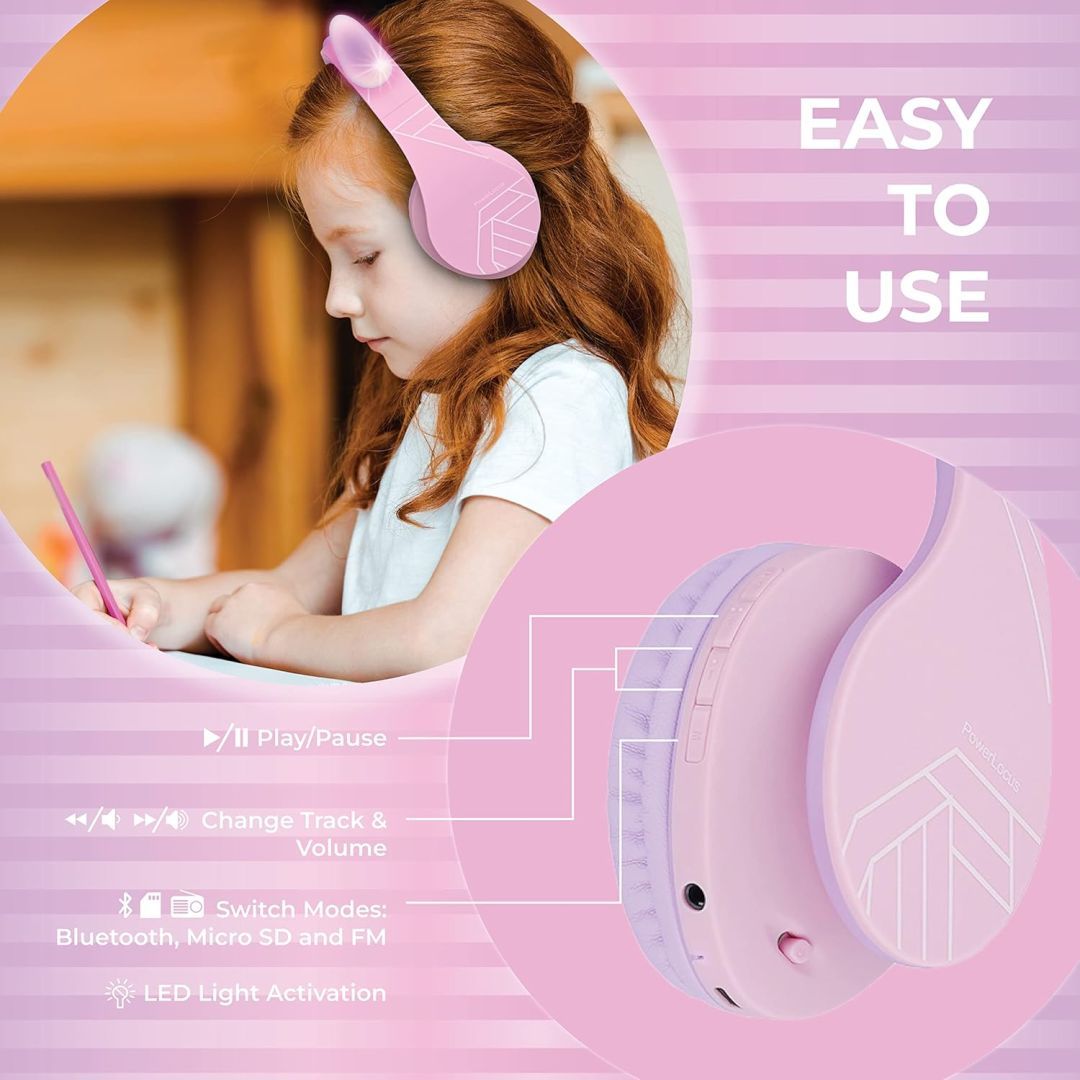 PowerLocus P2Kids Bluetooth Headset Purple/Pink Ears PowerLocus P2Kids Bluetooth Headset Purple/Pink Ears