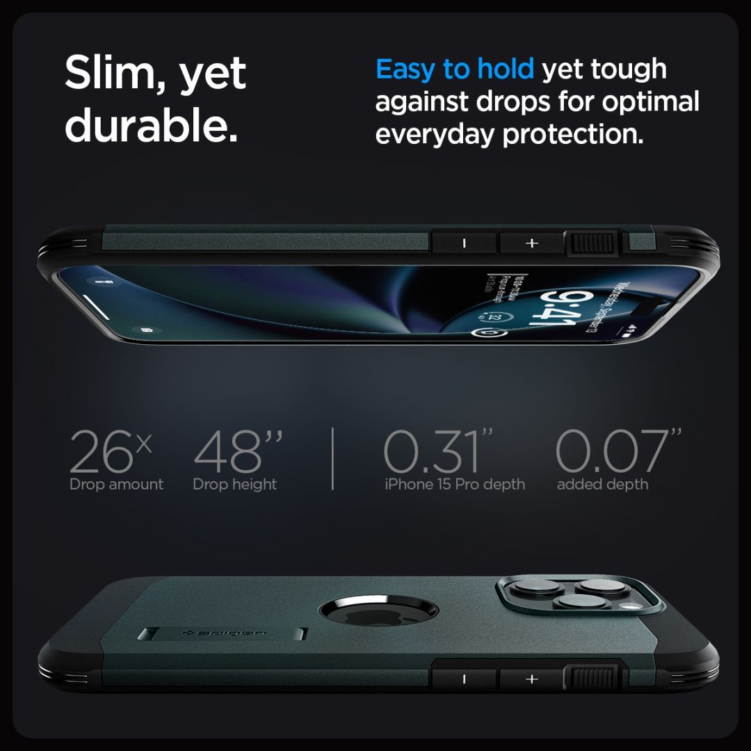 Spigen iPhone 15 Pro Case Tough Armor MagSafe (MagFit) Abyss Green Spigen iPhone 15 Pro Case Tough Armor MagSafe (MagFit) Abyss Green