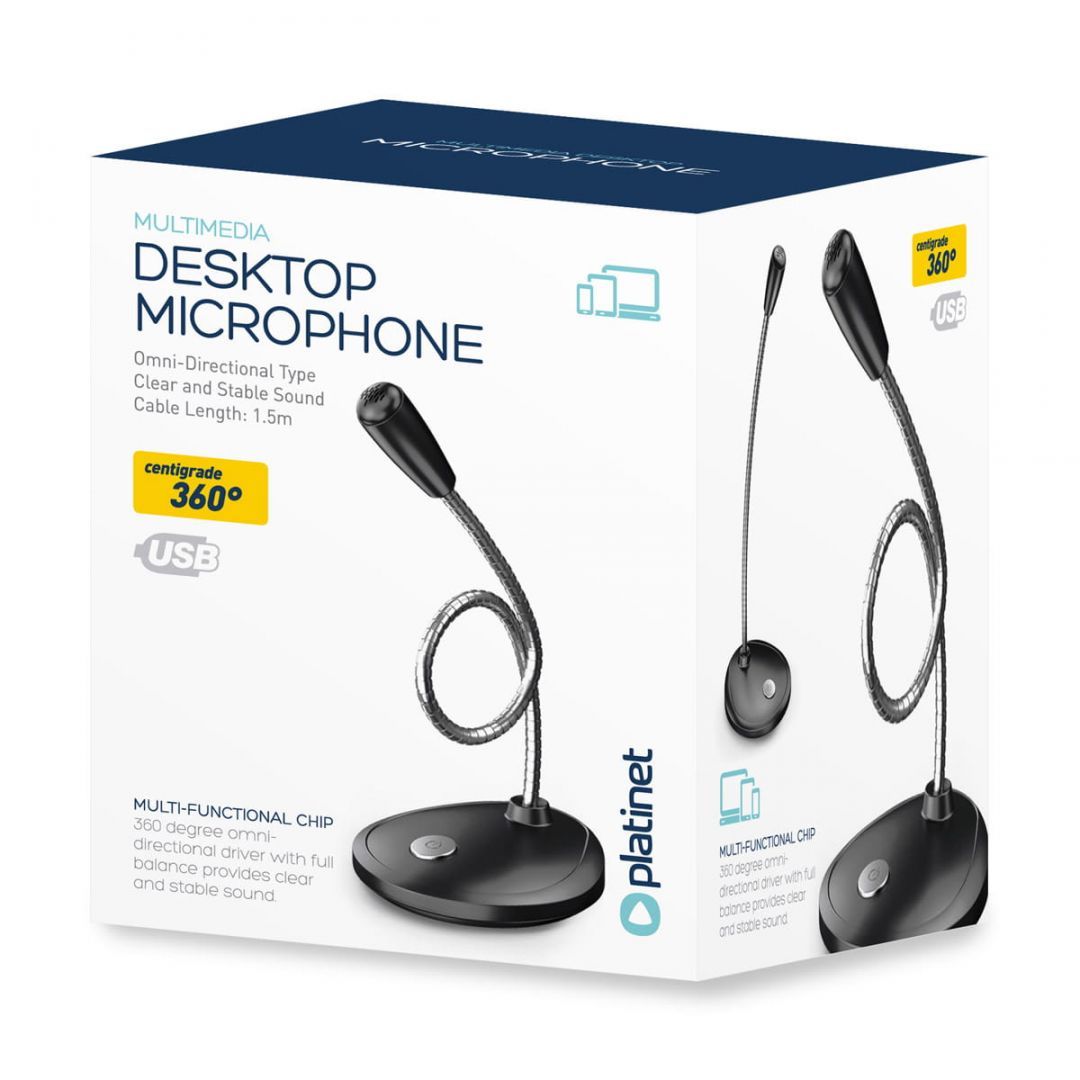 Platinet PMOD1 Microphone Office/Home Desktop Black Platinet PMOD1 Microphone Office/Home Desktop Black