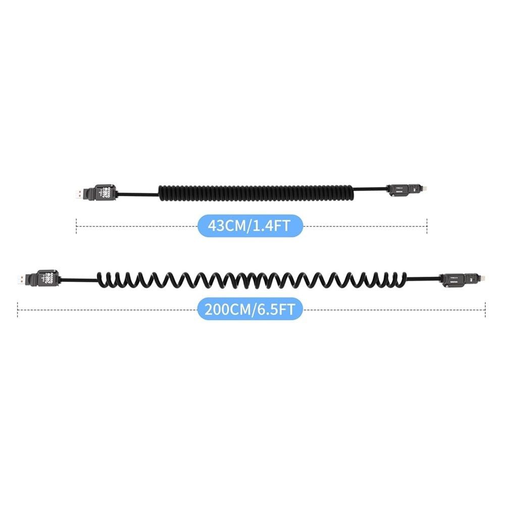 BlackBird BH1683 4in1 USB-A/USB-C/Lightning Cable 0,5-2m Black