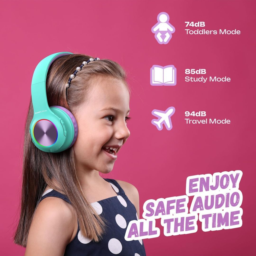 PowerLocus PLED Kids Bluetooth Headset Teal/Purple PowerLocus PLED Kids Bluetooth Headset Teal/Purple