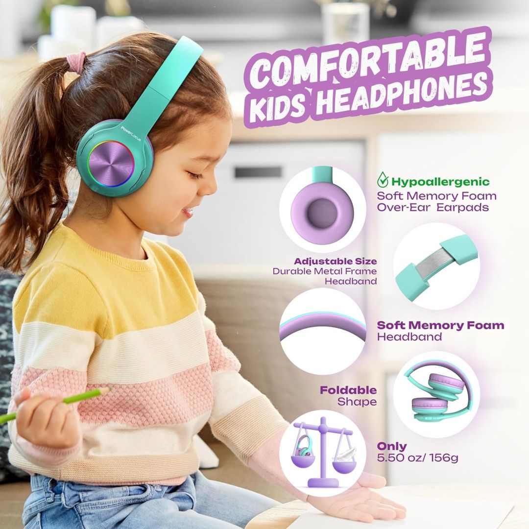 PowerLocus PLED Kids Bluetooth Headset Teal/Purple PowerLocus PLED Kids Bluetooth Headset Teal/Purple