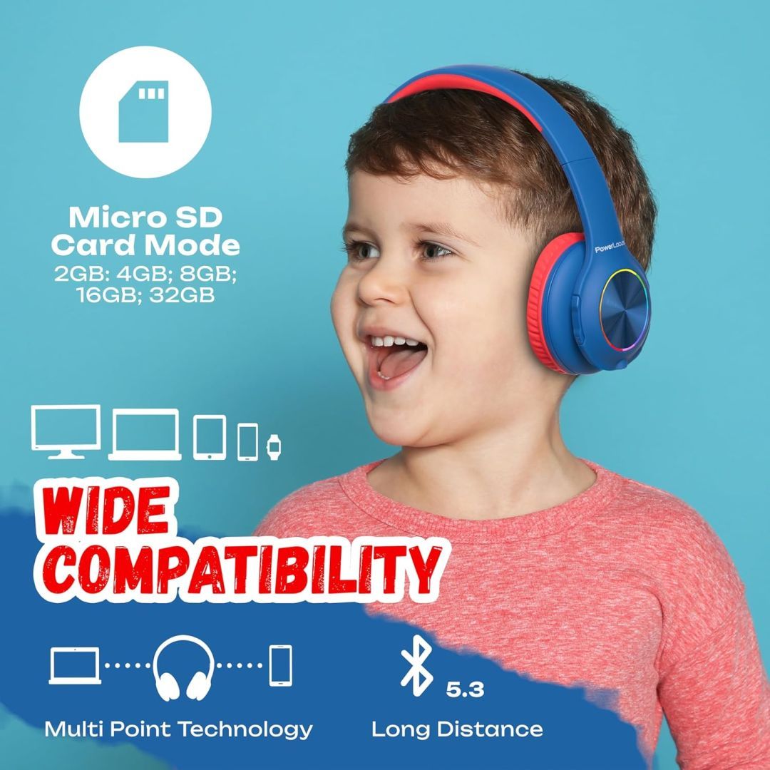 PowerLocus PLED Kids Bluetooth Headset Blue/Red PowerLocus PLED Kids Bluetooth Headset Blue/Red