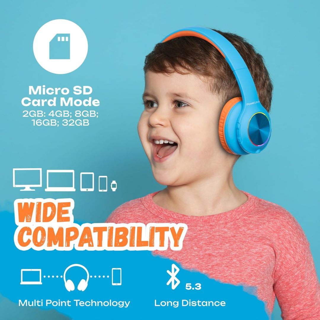 PowerLocus PLED Kids Bluetooth Headset Blue/Orange PowerLocus PLED Kids Bluetooth Headset Blue/Orange