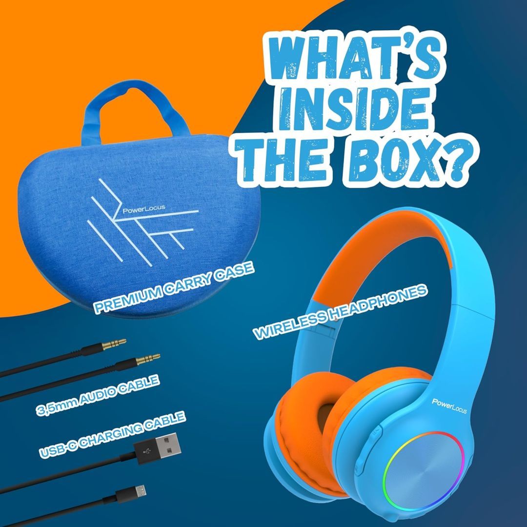 PowerLocus PLED Kids Bluetooth Headset Blue/Orange PowerLocus PLED Kids Bluetooth Headset Blue/Orange