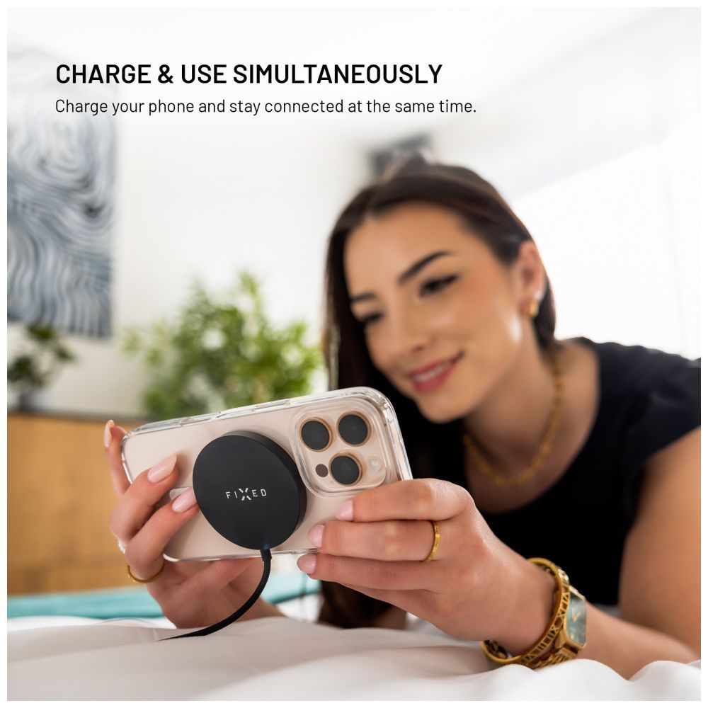 FIXED MagPad Slim Qi2 MagSafe-Unterstützung Wireless töltő, fekete