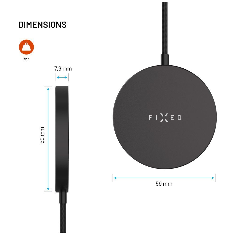 FIXED MagPad Slim Qi2 MagSafe-Unterstützung Wireless töltő, fekete
