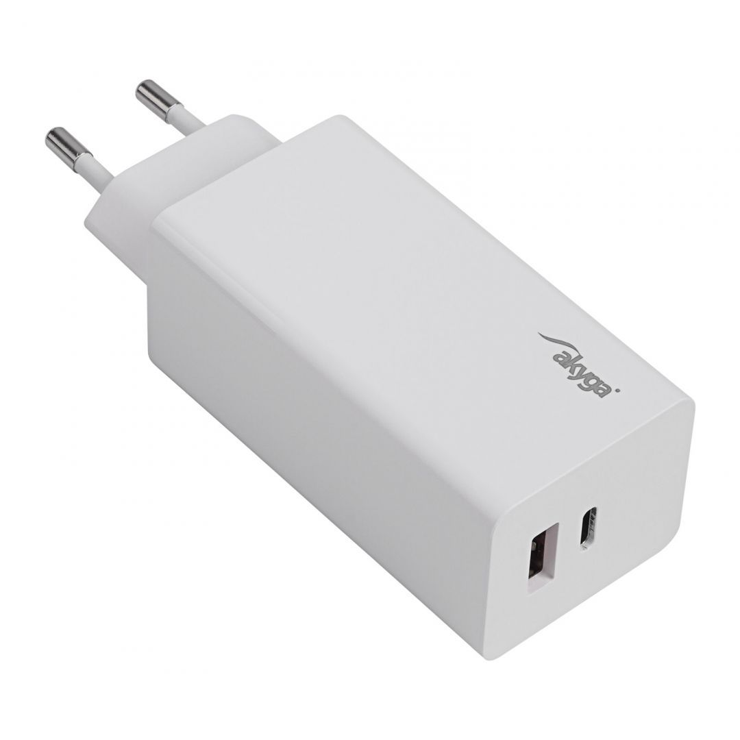 Akyga AK-CH-20 USB-C USB-A PD GaN 5-20V / 1,5-5A 100W White Akyga AK-CH-20 USB-C USB-A PD GaN 5-20V / 1,5-5A 100W White
