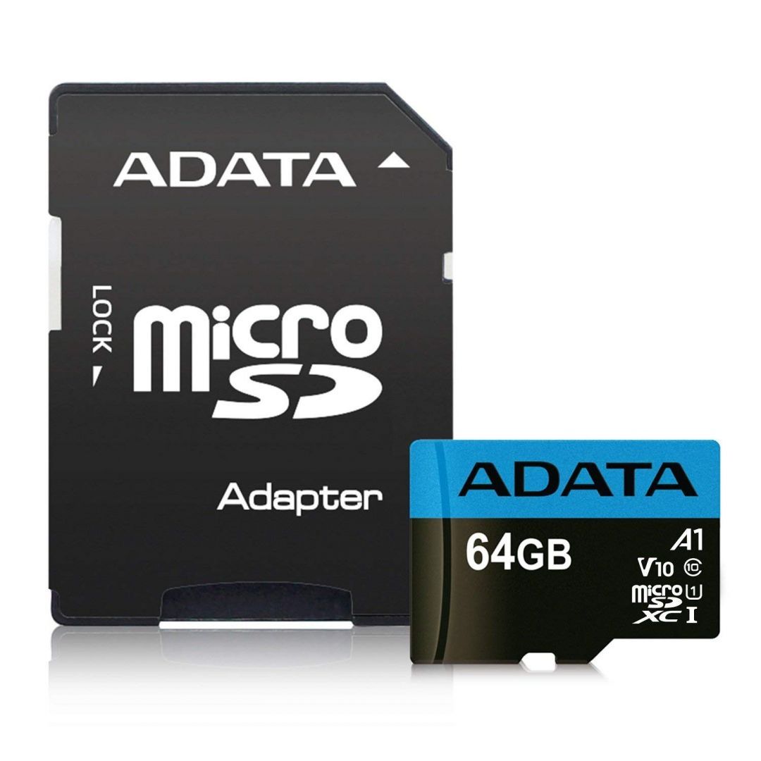 A-Data 64GB microSDXC Premier Class 10 UHS-I V10 A1 + adapterrel A-Data 64GB microSDXC Premier Class 10 UHS-I V10 A1 + adapterrel