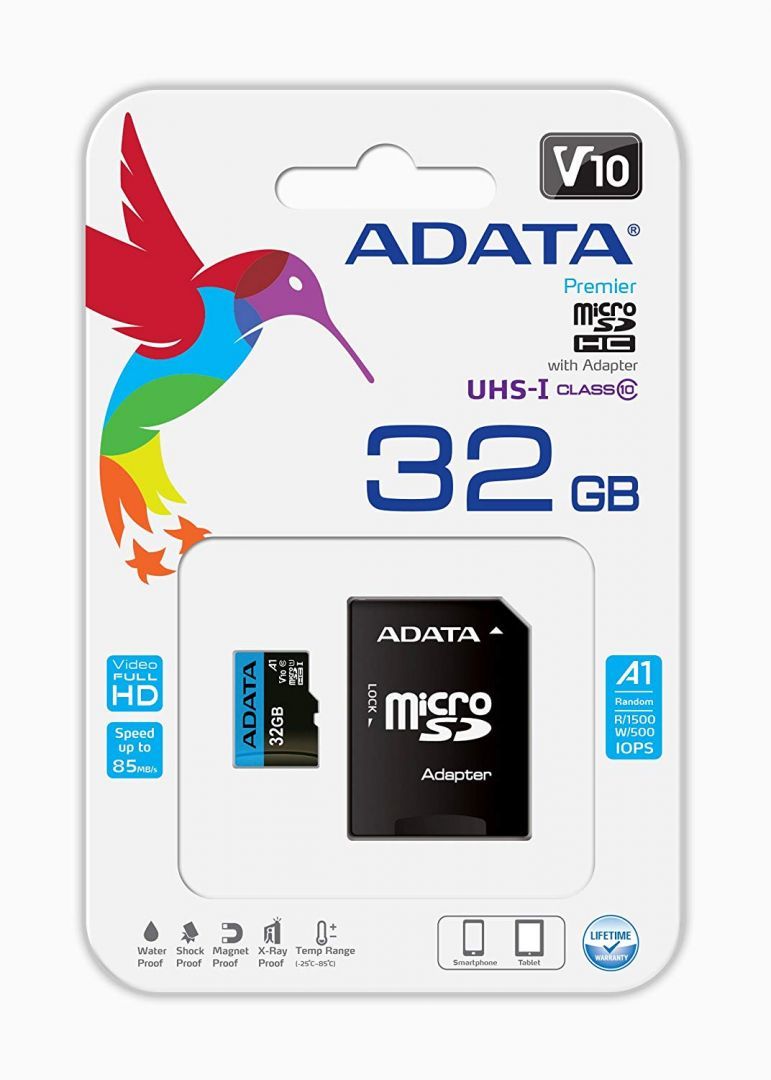 A-Data 32GB microSDHC Premier UHS-I Class10 V10 A1 + adapterrel A-Data 32GB microSDHC Premier UHS-I Class10 V10 A1 + adapterrel