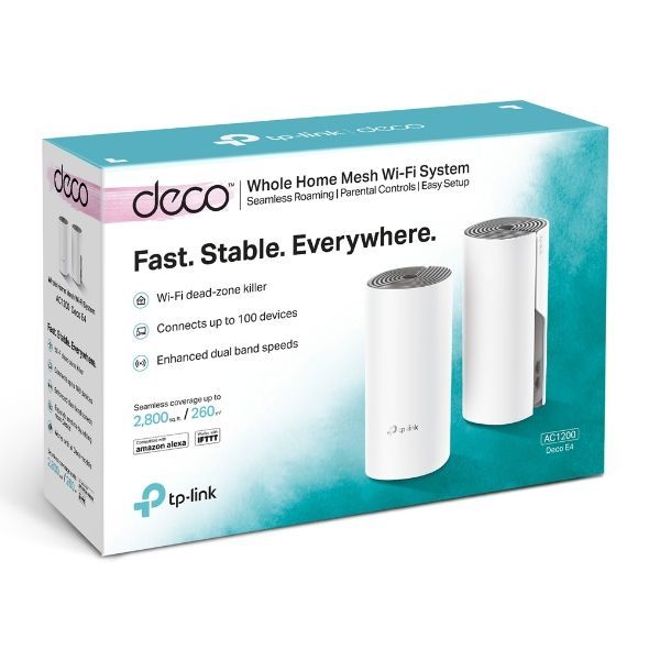 TP-Link Deco E4 AC1200 Whole Home Mesh Wi-Fi System (2 Pack) TP-Link Deco E4 AC1200 Whole Home Mesh Wi-Fi System (2 Pack)