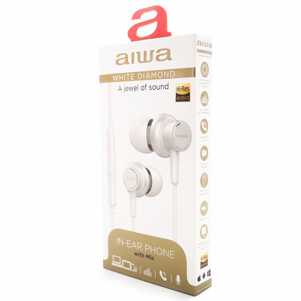 Aiwa ESTM-500WT Hi-Res Headphone White Aiwa ESTM-500WT Hi-Res Headphone White