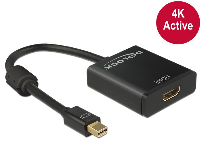 DeLock Adapter mini Displayport 1.2 male > HDMI female 4K Active Black DeLock Adapter mini Displayport 1.2 male > HDMI female 4K Active Black