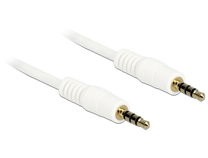 DeLock Cable Stereo Jack 3.5 mm 4 pin male > male 2m White DeLock Cable Stereo Jack 3.5 mm 4 pin male > male 2m White