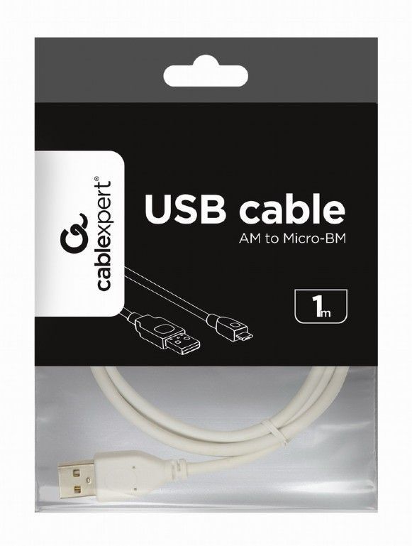 Gembird CCP-MUSB2-AMBM-W micro USB 2.0 cable AM-MBM5P 1m White Gembird CCP-MUSB2-AMBM-W micro USB 2.0 cable AM-MBM5P 1m White
