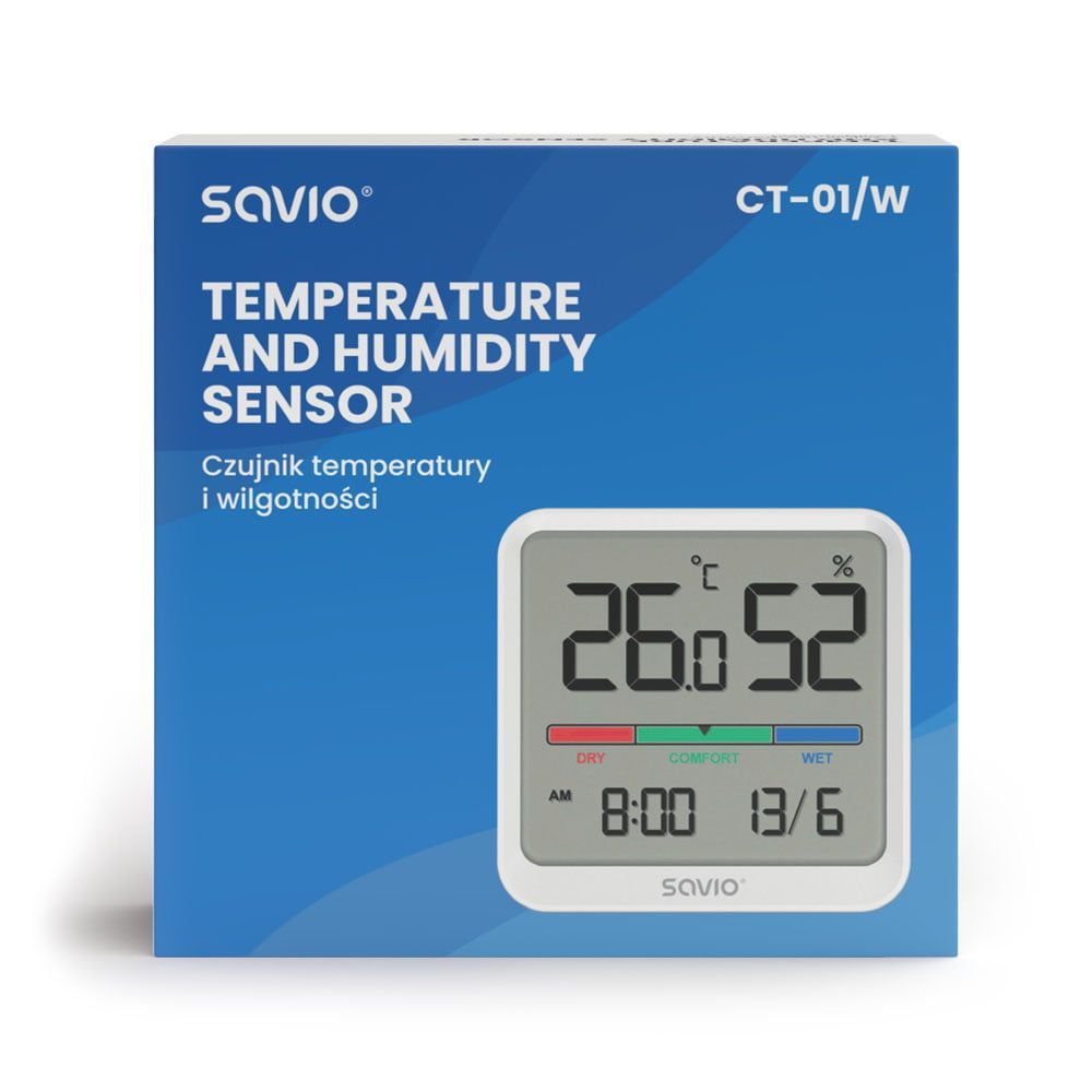 Savio CT-01 Temperature and Humidity Sensor White Savio CT-01 Temperature and Humidity Sensor White