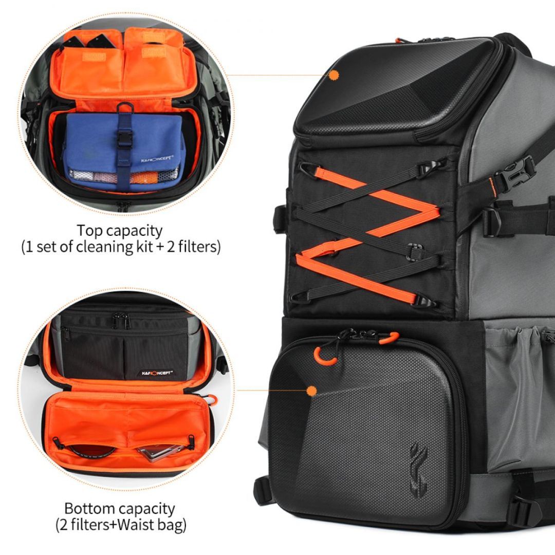 K&F Concept Pro Large Camera Backpack 17" 32L Waterproof Black/Orange K&F Concept Pro Large Camera Backpack 17" 32L Waterproof Black/Orange