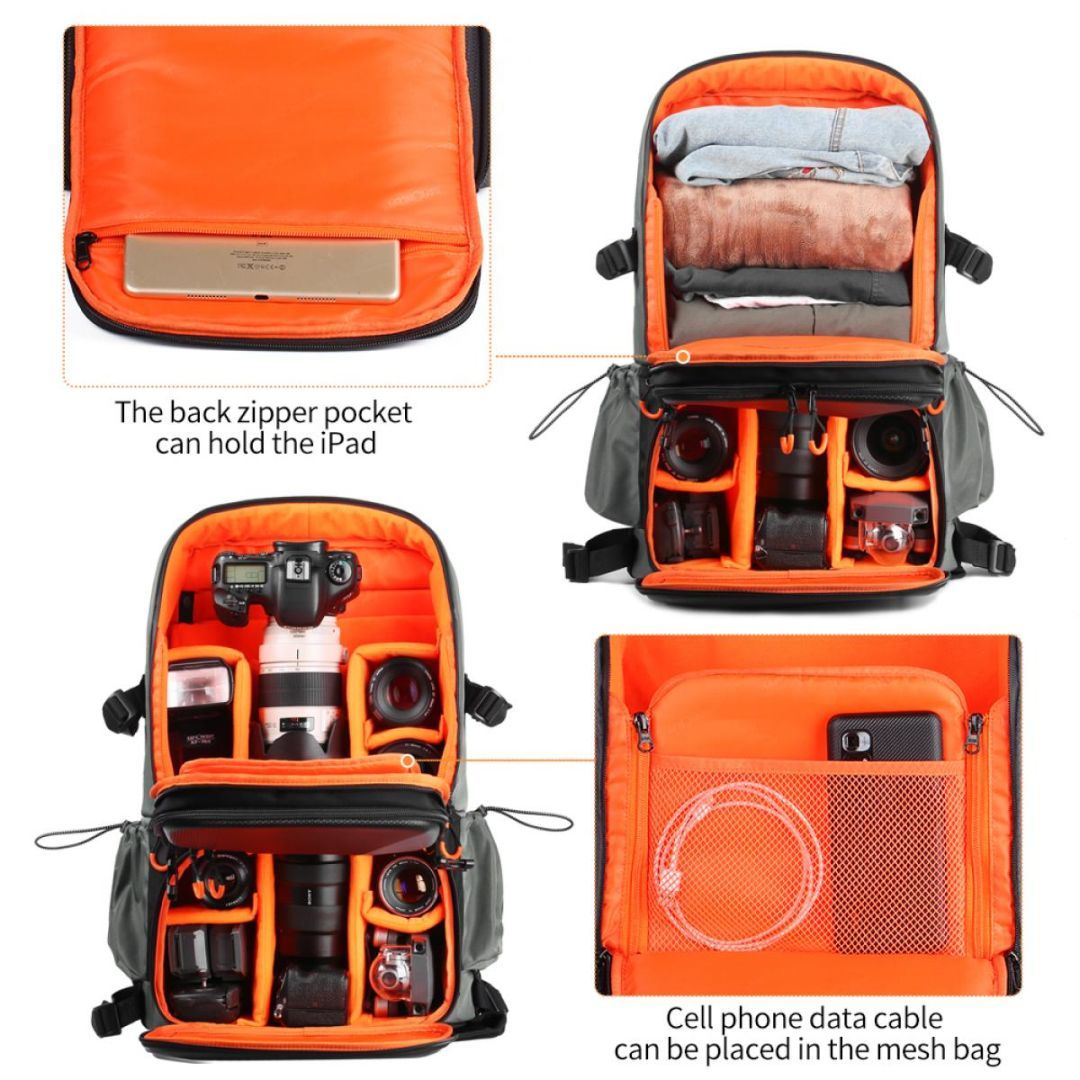 K&F Concept Pro Large Camera Backpack 17" 32L Waterproof Black/Orange K&F Concept Pro Large Camera Backpack 17" 32L Waterproof Black/Orange
