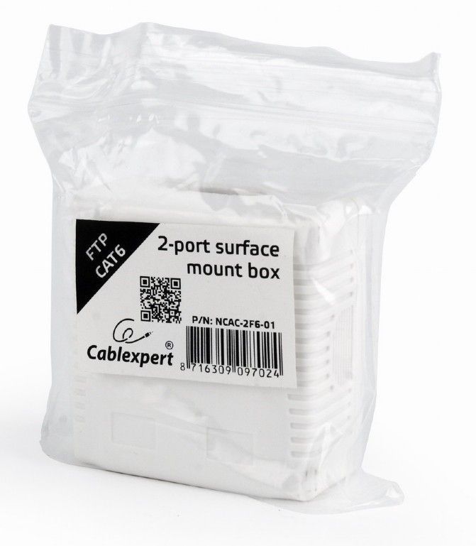 Gembird NCAC-2F6-01 CAT6 FTP 2-port surface mount box Gembird NCAC-2F6-01 CAT6 FTP 2-port surface mount box