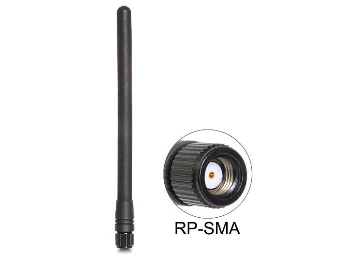 DeLock ZigBee 868 MHz Antenna RP-SMA 2 dBi omnidirectional fixed DeLock ZigBee 868 MHz Antenna RP-SMA 2 dBi omnidirectional fixed