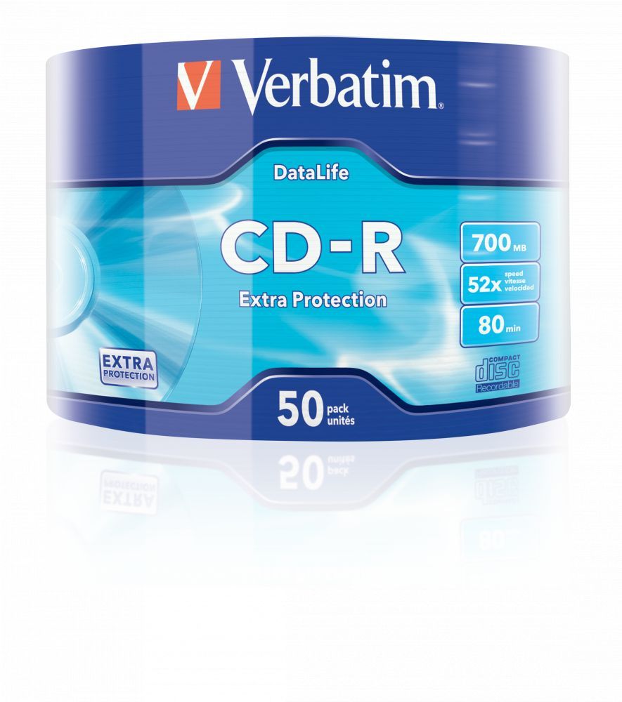 Verbatim DataLife CD-R 80 52x zsugor csomagolás 50db/cs (50-es címke) Verbatim DataLife CD-R 80 52x zsugor csomagolás 50db/cs (50-es címke)