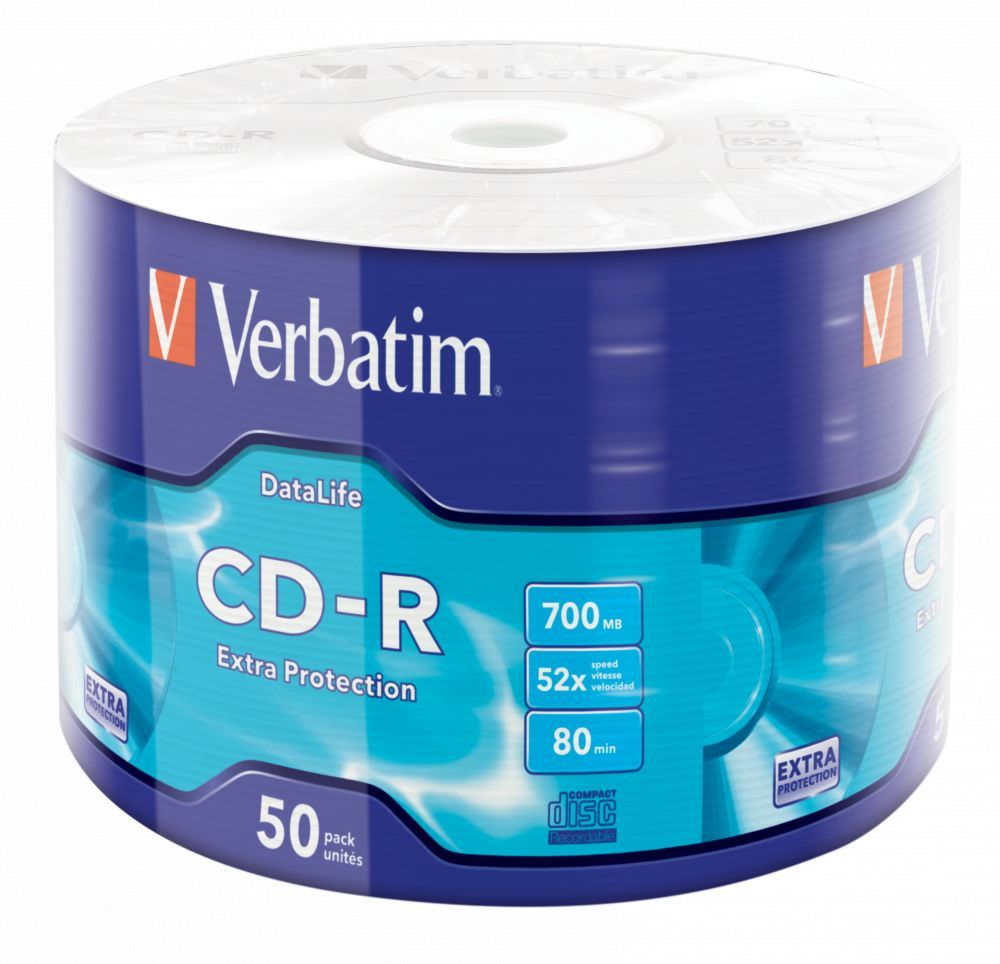 Verbatim DataLife CD-R 80 52x zsugor csomagolás 50db/cs (50-es címke) Verbatim DataLife CD-R 80 52x zsugor csomagolás 50db/cs (50-es címke)