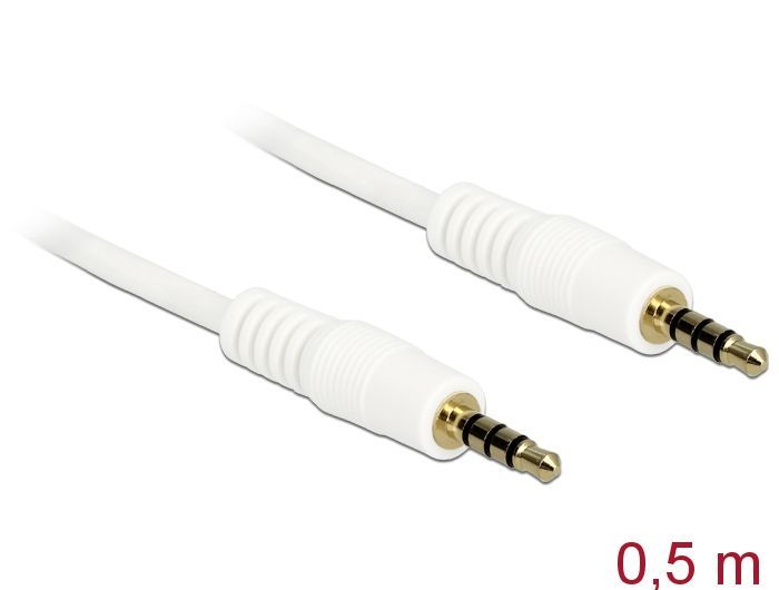 DeLock Stereo Jack 3.5mm 4 pin male > male 0,5m cable DeLock Stereo Jack 3.5mm 4 pin male > male 0,5m cable