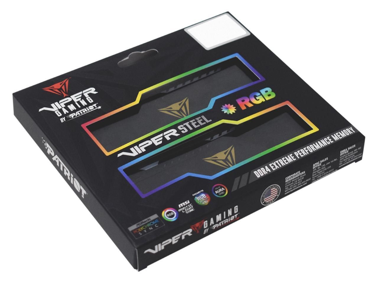 Patriot 32GB DDR4 3600MHz Kit(2x16GB) Viper Steel RGB Patriot 32GB DDR4 3600MHz Kit(2x16GB) Viper Steel RGB
