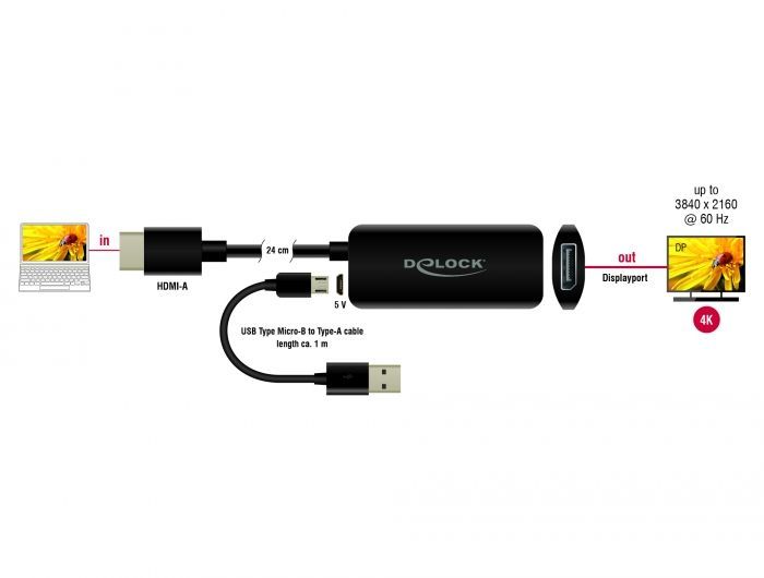DeLock Adapter HDMI-A male > Displayport female DeLock Adapter HDMI-A male > Displayport female
