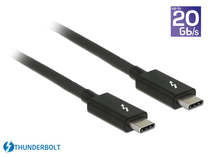 DeLock Thunderbolt 3 (20 Gb/s) USB-C cable male > male passive 1m 5A Black DeLock Thunderbolt 3 (20 Gb/s) USB-C cable male > male passive 1m 5A Black