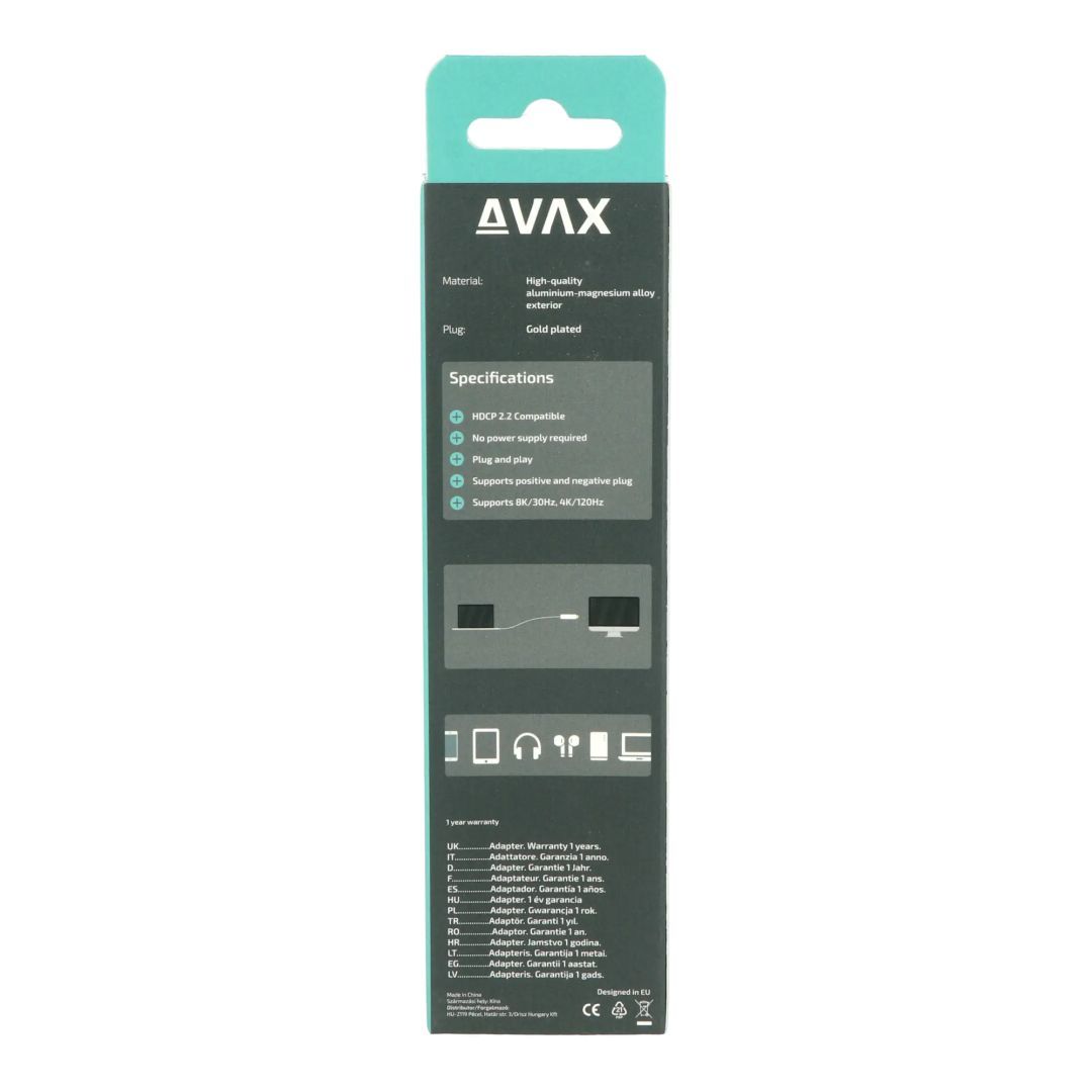 Avax AD902 PRIME Display - HDMI 2.1 8K/60Hz adapter White Avax AD902 PRIME Display - HDMI 2.1 8K/60Hz adapter White