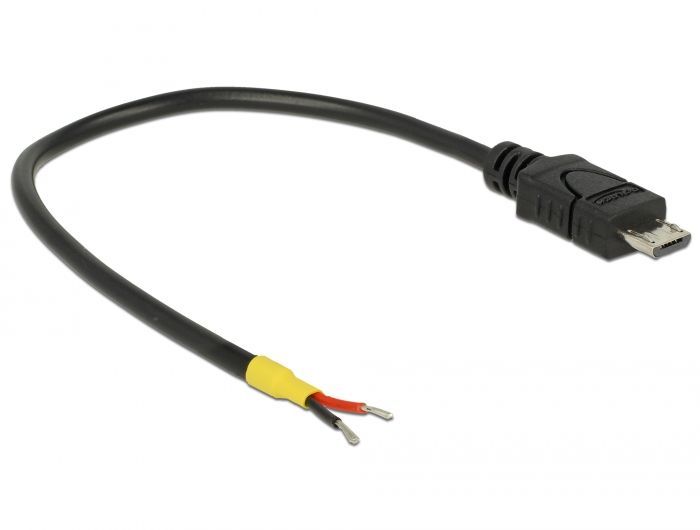 DeLock USB 2.0 Micro-B male > 2x open wires power 15cm cable Raspberry Pi