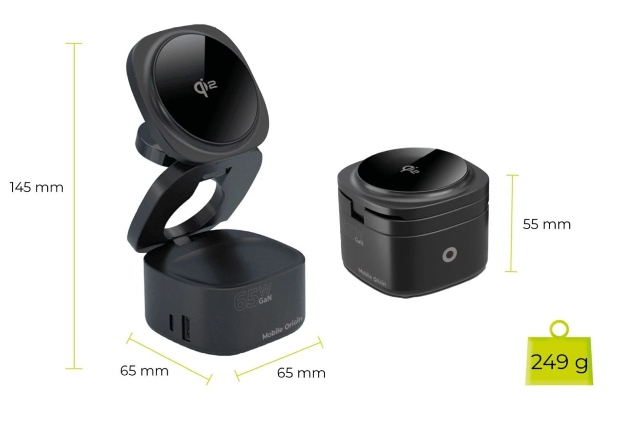 Mobile Origin 65W GaN 5in1 Foldable Qi2 Charger PW1