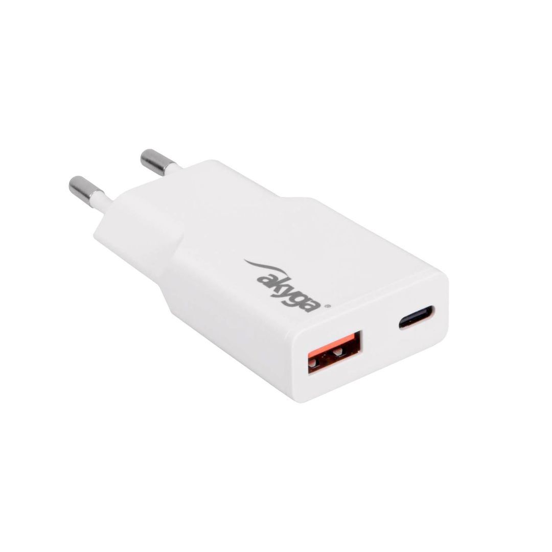 Akyga AK-CH-27 USB-A/USB-C PD 30W Quick Charge 3.0 GaN White Akyga AK-CH-27 USB-A/USB-C PD 30W Quick Charge 3.0 GaN White
