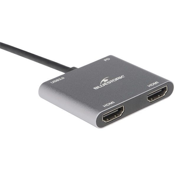 Bluestork HUB-DUO-HDMI USB3.0 USB-C to 2xHDMI Grey Bluestork HUB-DUO-HDMI USB3.0 USB-C to 2xHDMI Grey