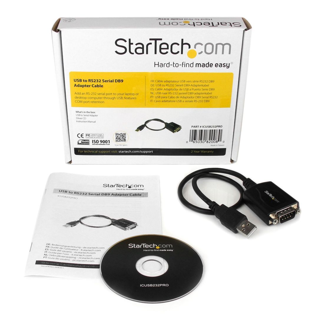 Startech USB to RS232 Serial DB9 Adapter Cable Black
