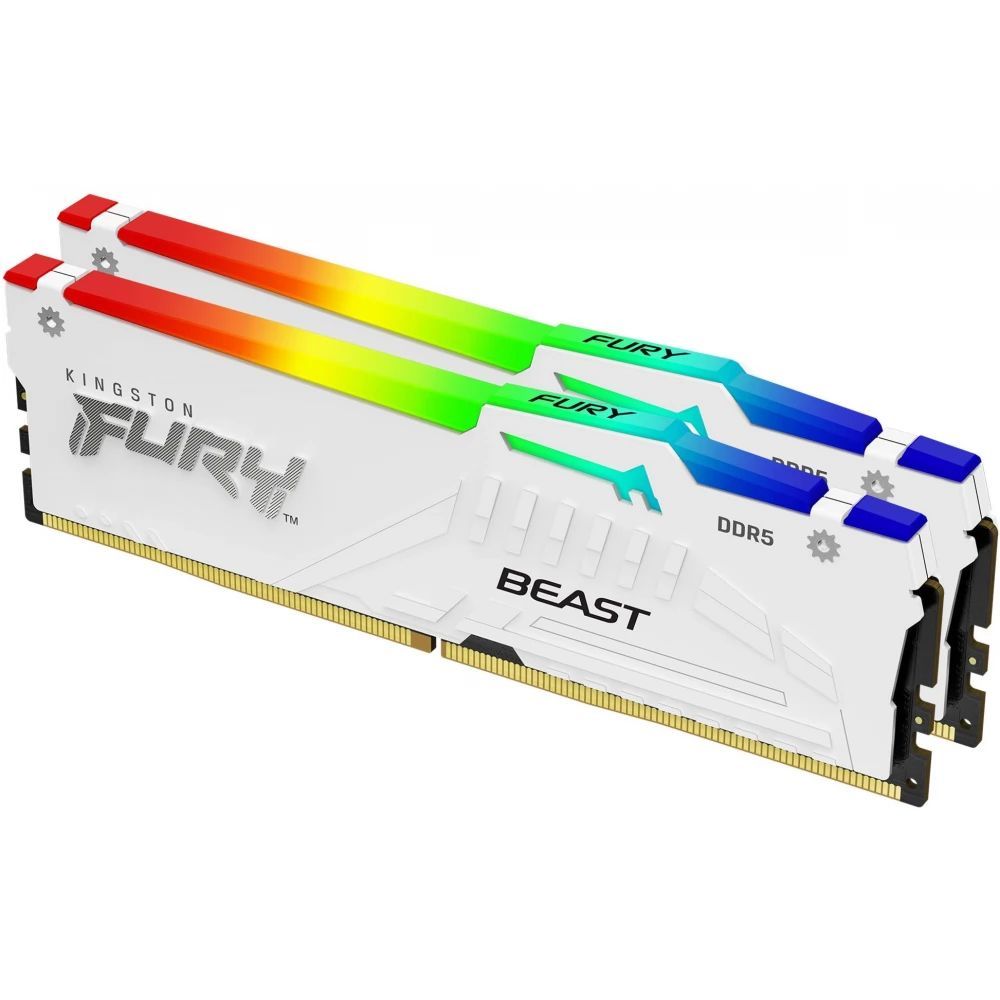 Kingston 32GB DDR5 5600MHz Kit(2x16GB) Fury Beast RGB White Kingston 32GB DDR5 5600MHz Kit(2x16GB) Fury Beast RGB White