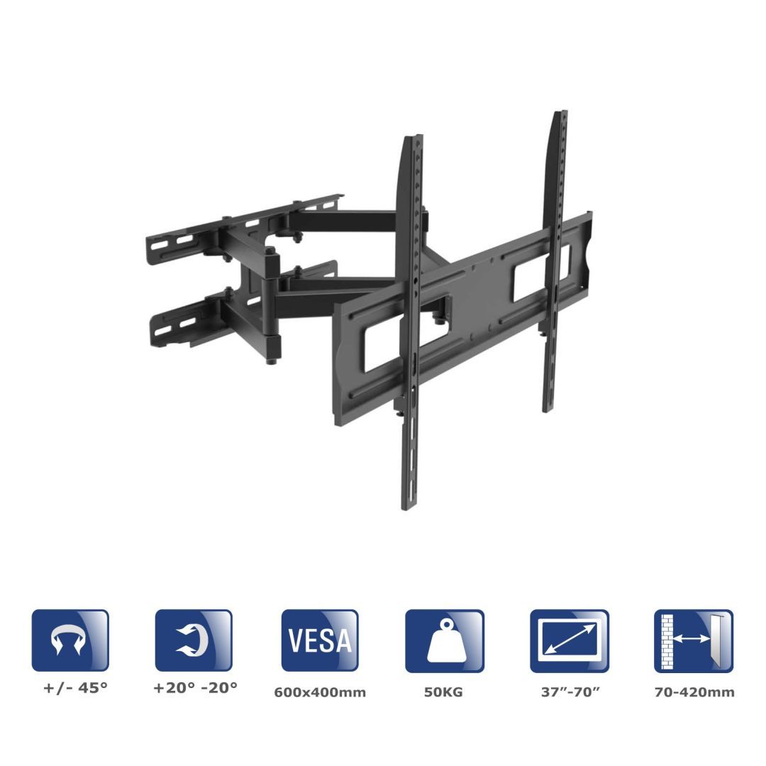 Akyga AK-MB-10 TV Wall Mount Full Motion Bracket +/-45° 50kg VESA 600x400mm 37"-70" Akyga AK-MB-10 TV Wall Mount Full Motion Bracket +/-45° 50kg VESA 600x400mm 37"-70"