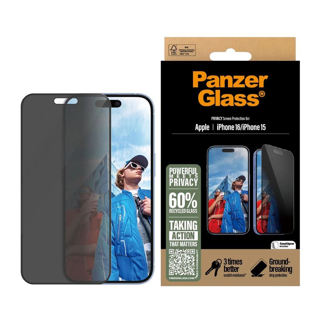 PanzerGlass Privacy Screen Protector iPhone 16 15 UWF PanzerGlass Privacy Screen Protector iPhone 16 15 UWF
