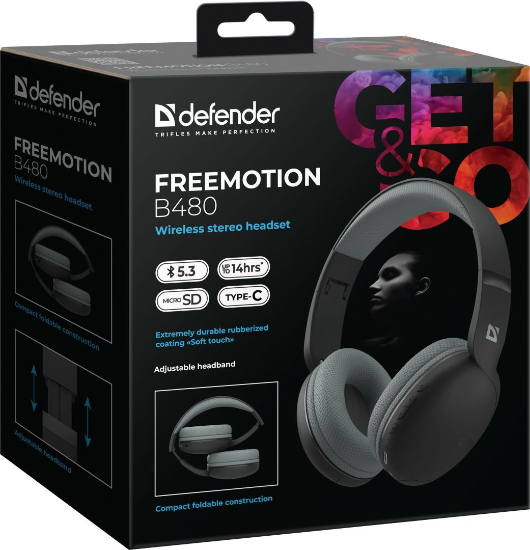 Defender FreeMotion B480 Wireless stereo headset Black Defender FreeMotion B480 Wireless stereo headset Black