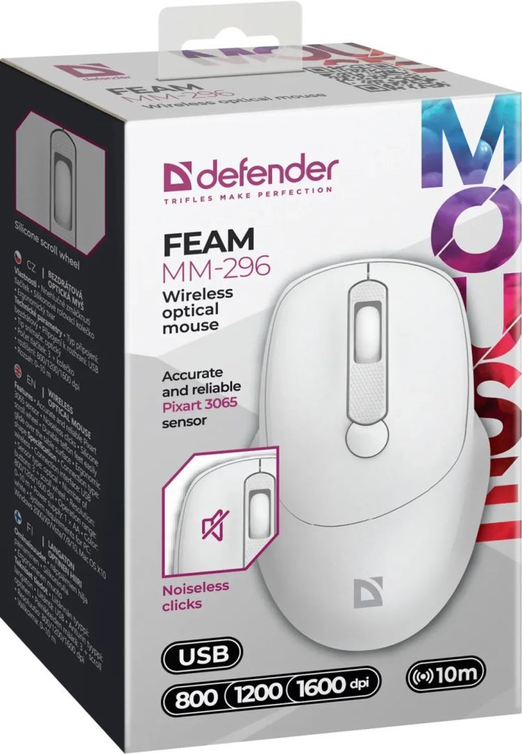 Defender Feam MM-296 Wireless Mouse White Defender Feam MM-296 Wireless Mouse White