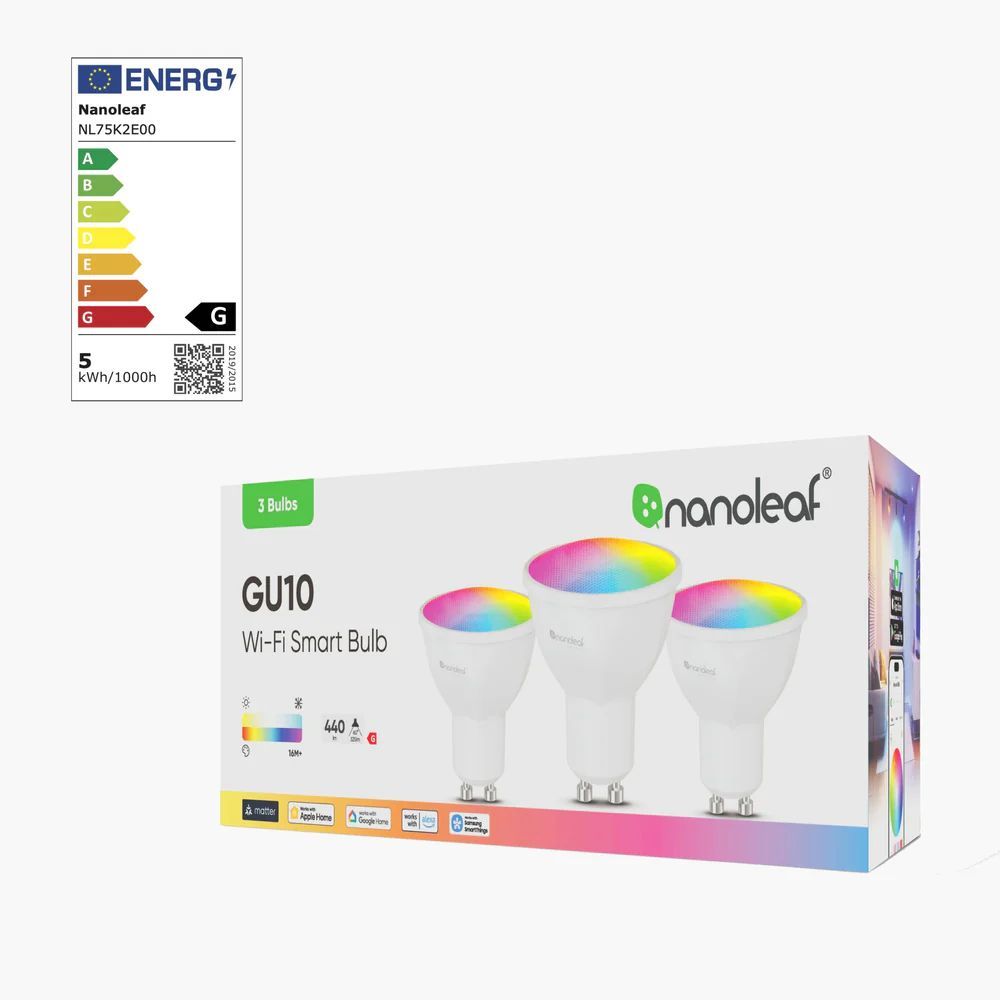 Nanoleaf Essentials Matter Wi-Fi GU10 Smart Bulb 3 Pack